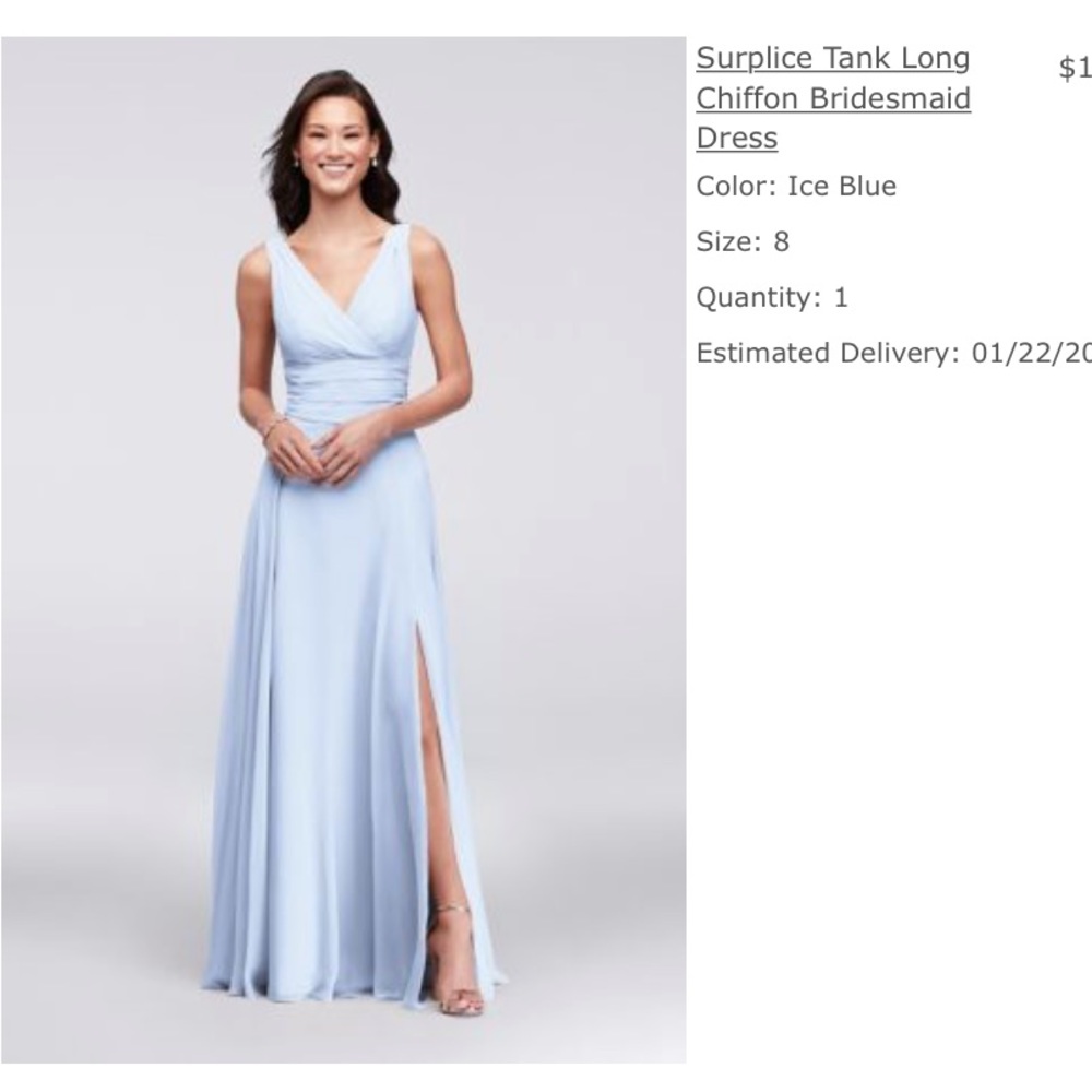 David’s Bridal Tank Long Chiffon Bridesmaid Dress